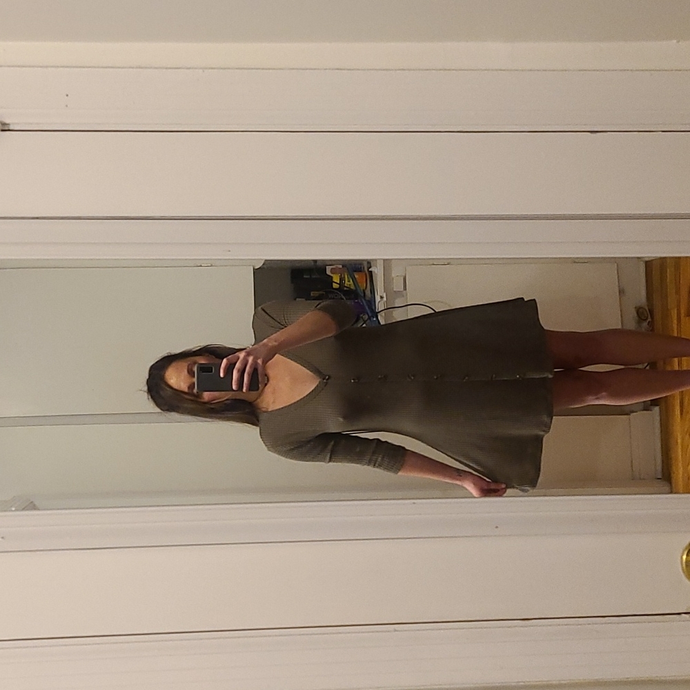 NWT Lulu's Button Down Thermal/Waffle Knit 3/4 Sleeve Mini Dress